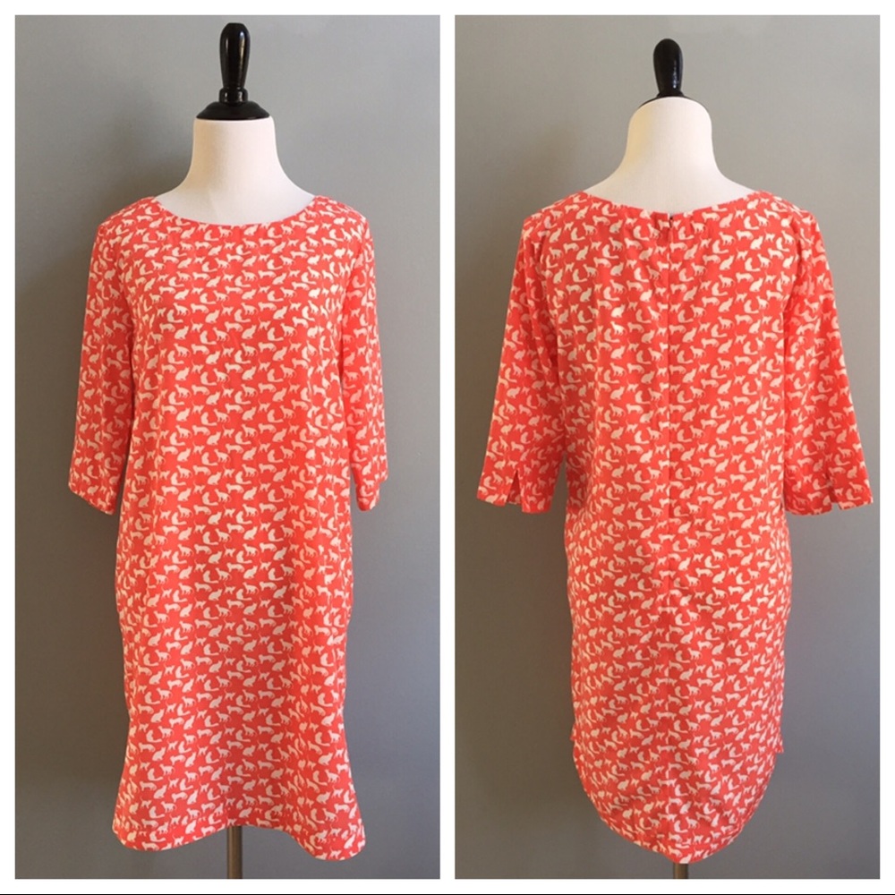 GAP cat print coral dress